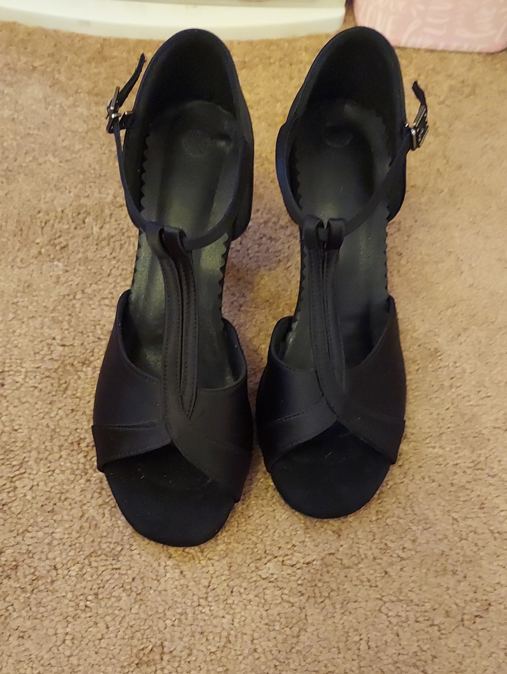 Capezio Black T-Strap Ankle Strap Heels
